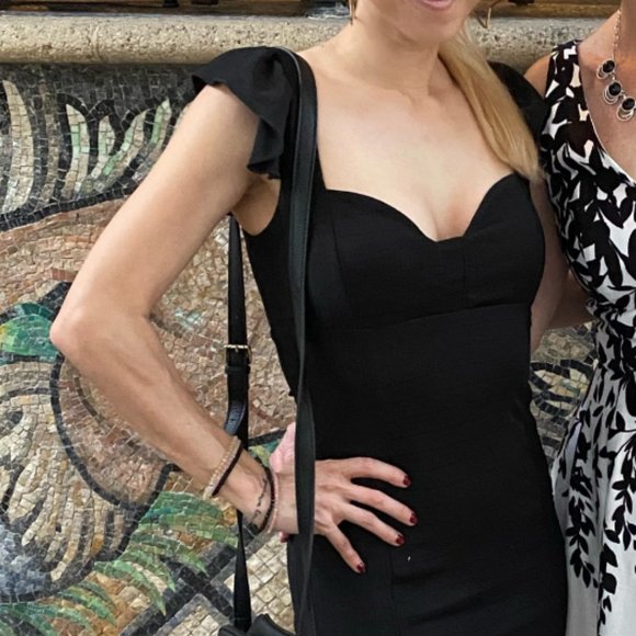 BCBG Black bandage Ruffle Strap Dress/ As Seen on Madison Montgomery AHS - Picture 2 of 2